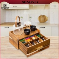 [SONONIA] Wooden Tea Bag Organizer Elegant Tea Station Chest for Display Pantry Office