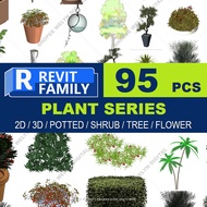 Autodesk | Revit 2025 | 95 Plant set Revit Family Files MATERIALS for Architectural Design