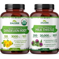Zazzee Organic Milk Thistle and Dandelion Root Supplement | 0:1 Milk Thistle Extract Plus 10:1 Organ