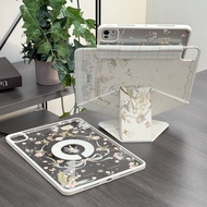 เคส iPad pro 2025 Air7 ดูดซับแม่เหล็กพร้อมขาตั้งสำหรับ Apple 10 นิ้ว แบบโปร่งใสครอบเต็มรูปแบบ Mini7