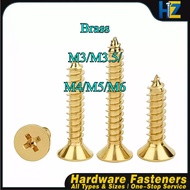 Skru Silang Kepala Tenggelam Sendiri Menghasilkan Kuningan H68 M3-M6 untuk Pengikat Kayu 【1HZ-MB】