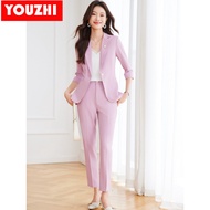 Elegant Mid-Sleeve Office Set - Ladies' Coat, Pant & Skirt