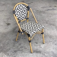 Influencer Rattan Chair Leisure French Open-air Cafe Restaurant Courtyard Garden Backrest Outdoor Ra