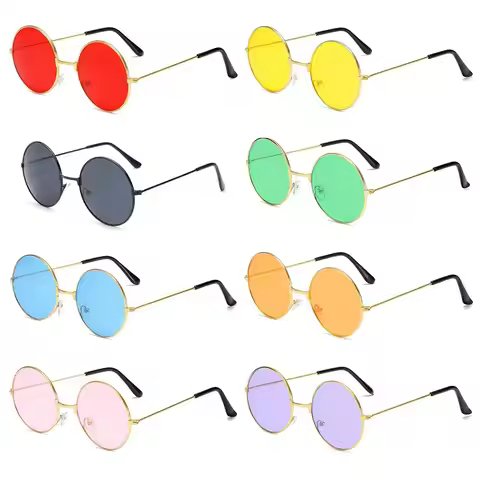 Retro Party Hippie Eyewear Round Sunglasses Metal Sunglasses Circle Glasses