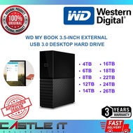 WD My Book External HDD 4TB 6TB 8TB 12TB 14TB 16TB 18TB 22TB 24TB 26TB USB 3.0 Desktop Storage Hitam