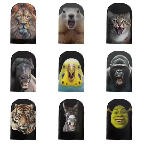 3D Realistic Animal Full Face Mask Breathable Mesh Headgear Lion Tiger Cat Dog Cosplay Prop for Hall