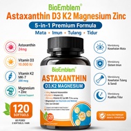 BioEmblem Astaxanthin D3 K2 Magnesium Zinc Suplemen Antioksidan Mata Tulang Sendi Imun Tidur