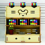 Kệ bút để bàn kệ hồ sơ dụng cụ văn phòng kệ điện thoại máy tính kệ để bàn làm việc đa năng bằng gỗ -