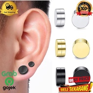 Men's magnetic clip-on earrings, black, silver, gold, no fading, no piercing, magnetic piercing/ bla