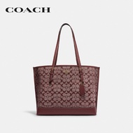 COACH กระเป๋าทรงสี่เหลี่ยมผู้หญิงรุ่น Mollie Tote In Signature Chambray CH227 IMMZI สีแดง