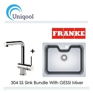 Franke 610MM Bell Stainless Steel Sink Bundle With GESSI pull-Out Mixer Tap