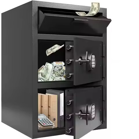 9.5 CUB Drop Safe Heavy Duty Dual Door Safe Box Fireproof Waterproof Money Safes Box withDigital Com