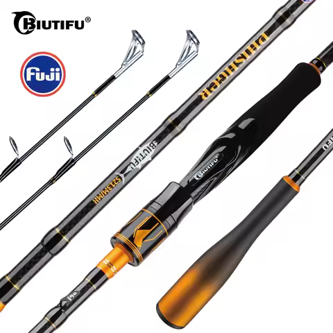 BIUTIFU 2-Tip Fuji Guide Spinning Casting Fishing Rod 1.8-2.7m 2-Sections T1000 Carbon Baitcasting P
