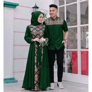 Sakina Gamis Batik Kombinasi Polos Terbaru 2022 Modern Couple Baju