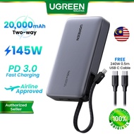 UGREEN 67W 20000mAh Nexode PowerBank 145W 45W PD3.0 QC SFC 2.0 PPS Built in C Cable USB C Fast Charg