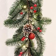 6FT PE Rattan Pinecone Red Fruit Christmas Decoration Cypress Leaf Pine Tree Leaf Artificial Door Ha