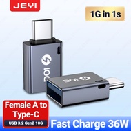 JEYI USB 3.2 to Type C OTG 10G Adapter, 36W Fast Charge Type C to USB 3.2 Converter, Male C to C 40G