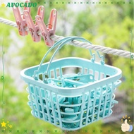 AVOCAYY 30Pcs Laundry Clothespin, Windproof Plastic Clothes Pegs, Small With Basket Hanging Pegs Cli