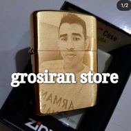 zippo foto original gold custom logo nama grafir laser kado korek gamb