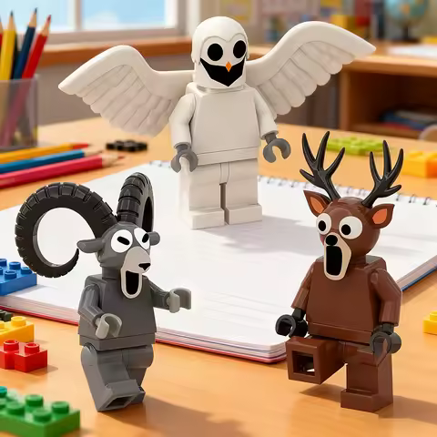 99 Nights in The Forest Ornament Cartoon Game Display Stand Desk Accessories The Deer The Owl Statue