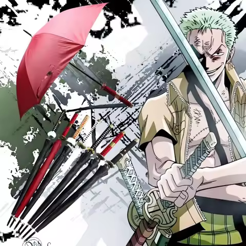 8K Solid Color One Piece Katana Umbrella Creative Roronoa Zoro Umbrella Real Full Size Japanese Anim