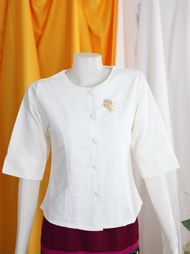 ร้านแชมป์อุดร เสื้อผ้าฝ้ายคอกลม มีมากถึง 7 สี อก 38404244464850 ชุดไปวัด เสื้อลูกไม้ผญ2022 เสื้อคนอ้วนผญ ชุดผ้าไทยหญิง