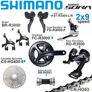 Shimano SORA กลุ่ม R3000 2x 9จักรยานถนนความเร็วสูง R3000 Crankset 165Mm 170Mm 175Mm 50-34T Shifter F