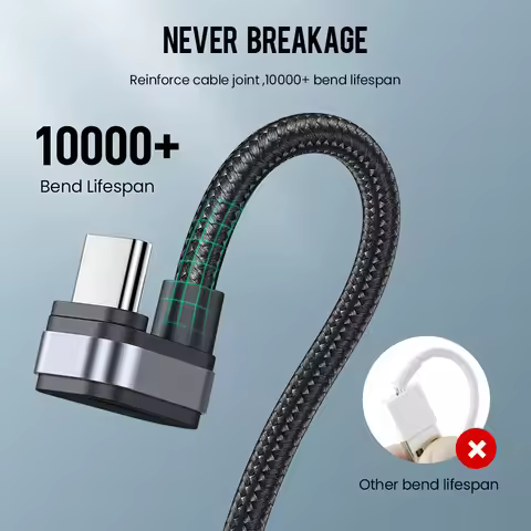 Elough USB Type C Cable For Samsung S9 S10 Xiaomi Redmi Huawei Note 7 90 Degree Elbow Data Games Cha