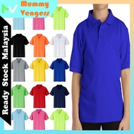 (2-14 Years) Kids Plain Polo Shirts Tshirt Kosong Polo Budak Lelaki Perempuan Unisex 100% Cotton