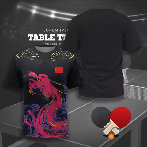 Fashion 3D Table Tennis Jersey Graphic T Shirt for Men Clothing Casual Sports Gym Fitness T-shirt Ch