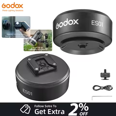 Godox 1/4'' Cold Shoe Base Adapter ES01 Motorized Suction Holder Mounting Plate For GODOX Flash V1 V