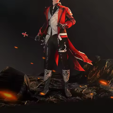 [Customized] Game Genshin Impact Diluc Cosplay Costume Diluc Red Dead of Night Cosplay Coat New Skin