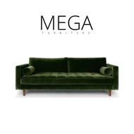 Ashla Green Velvet Fabric Sofa - 1 seater, 2 seater, 3 seater