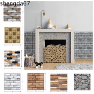 SHENGDA Self Adhesive Tiles, PVC 3D Kitchen Wall Sticker, Retro Stone Grain Imitation Brick Peel and Stick Square Cobblestone ​Imitation Brick Kitchen Cupboard