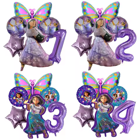 Encanto Mirabel Isabella Party Balloons Set 32inch Purple Number Foil Balloons For Kids 1 2 3th Birt