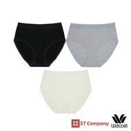 Wacoal Half Panty Black-Gray-Cream 3 Pieces Model WU3560 Cotton Fabric (Cotton) Body Women's Underwe