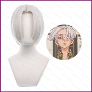 HT Tokyo Revengers Kurokawa Izana Cosplay Wig White Centre Parting Short Hair Halloween Cosplay Deco