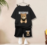 COD Baju Kaos dan celana anak lengan pendek motif bear stelan anak laki laki dan perempuan umur 1-5t