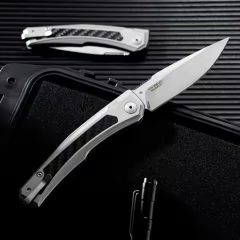 ZT0556 Folding Knife 9CR13 Blade Aviation Aluminum+Carbon Fiber Handle Survival Tactical Knife EDC T