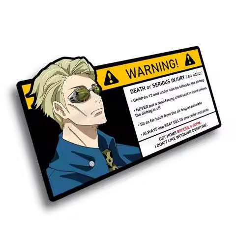 1 Pcs Cartoon Anime Jujutsu Kaisen Car Sticker for Nanami Kento Warning Decal Anime Vinyl JDM Window