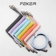 Coiled Cable Type‐C Braided Aviator Connector – Detachable, Springy, Durable for Mechanical Keyboard