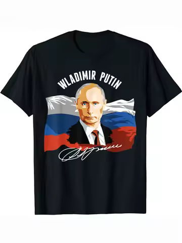 I Love Russia Flag Vladimirovich Putin Signature T Shirt. Short Sleeve 100% Cotton Casual T-shirts L