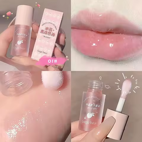 Gege Bear Crystal Jelly Lip Oil, Hydrating Moisturizing Lip Gloss, Transparent Lip Primer Long Lasti