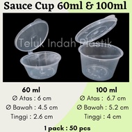 50pcs Thinwall Plastic Sauce Container 25ml 60ml 100ml 150ml Sauce Cup Container with Connecting Lid