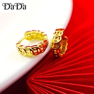 Lucky coin earrings saudi tunay ginto 10k saudi gold pawnable women's cutout coin fortune jewelry for baby hypoallergenic