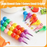 7 Colors EMOJI Bullet Crayon Bullet Pencil Writing Utencil Kawaii Cute Emoji Pencil Round Stacking C