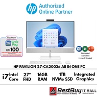 HP Pavilion 27-CA2003d 27" Touch FHD All-in-One Desktop PC Snowflake white ( i7-13700T, 16GB, 1TB SSD, Intel, W11, HS )