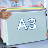 A3 File Zipper File Thick Mesh File waterproof Zip Bag for Office School Student