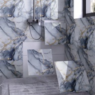 8pcs 11.81in*11.81in 0.7㎡ Smooth Blue Marble Pattern Ceramic Tile Wall Sticker, Waterproof Moisturep
