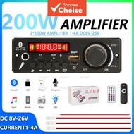 Bluetooth Amplifier Board 2x100W Stereo MP3 FM USB TF AUX Karaoke Decoder With Mic Input Spectrum Di
